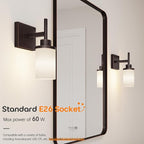 Wall Lights Over Mirror Bathroom Vanity Light Fixtures with White Frosted Glass Shade, Wall Sconces for Porch, 2 Pack Oil Rubbed Bronze T001ORB-L1-P2