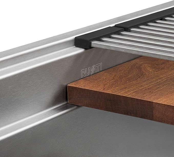Ruvati 39-inch Workstation Kitchen Sink - Dual Tier Undermount Kitchen Sinks - 16 Gauge Stainless Steel Kitchen sink with Brushed Finish hides scratches - RVH8299