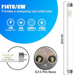 amgolibi F14T8/CW 14W Fluorescent Tube, T8 Fluorescent Light Bulb 4100K 14 Watt, 15 Inches, G13 Medium Base, 650 Lumen, 6 Pack