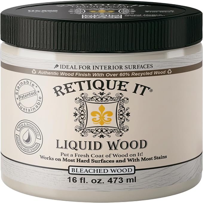 Retique It New and Improved Formula Liquid Wood Coatings - Stainable Primer - Paint It Then Stain it (Bleached Wood, Medium)