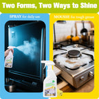 2-Pack Stainless Steel Cleaner Spray, Cleans & Polishes for Streak-Free Shine on Appliances, Range Hood, Sinks, Ovens, Refrigerators 33.8 Oz– Includes 2 Kitchen Sponges & 2 Mop Cloths, Lemon Scent