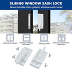 2 Pack Sliding Window Sash Locks, White Cam Sash Locks for Double Hung Windows, Security Sash Window Lock and Keeper Replacement for Vertical and Horizontal Sliding Windows