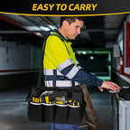 Tool Bag, Portable Tool Box Organizer Adjustable Shoulder Strap, Carry Tool Tote Heavy Duty Tool Storage Bag With Wide Mouth,Tool Bags for Men Mechanic EngineerGift - M, Black