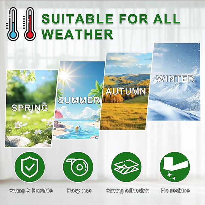 Transparent Window Weather Sealing Tape 2 Inch x 35 Yards Weather Stripping Residue Free Clear Window Draft Isolation Sealing Film Tape for Doors Windows and Shower Glass Gaps