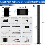 36" Expandable 20-24FT Black T304 Cable Railing Post Kit, Complete Cable Railing System with 6 Level Posts & 259ft 1/8" Wire Rope(No Handrail), Adjustable Length Easy DIY for Decks/Porch