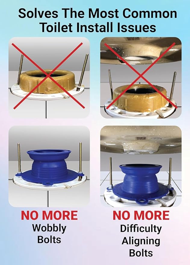 One N Done Toilet Flange Repair Kit – Complete Toilet Wax Ring Replacement Kit – Durable Waxless Toilet Ring – Includes Toilet Flange Bolts and nuts,washers - Toilet Flange Extension Kit (3 Packs)