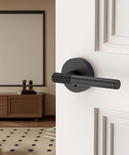 Asidrama 1 Pack Privacy Door Handles with Lock, Black Door Handles Interior for Bedroom or Bathroom, Heavy Duty Door Lever with Reversible Interior Door Handle for Left Right Sided Doors ADL0013
