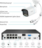 ZOSI 4K PoE Security Camera System,4pcs 4K C186 Aurora Lux Outdoor Indoor Wired Cameras,True Full Color Night Vision,Person Vehicle Detection,2 Way Audio,8MP 8CH NVR with 2TB HDD for 24/7 Recording