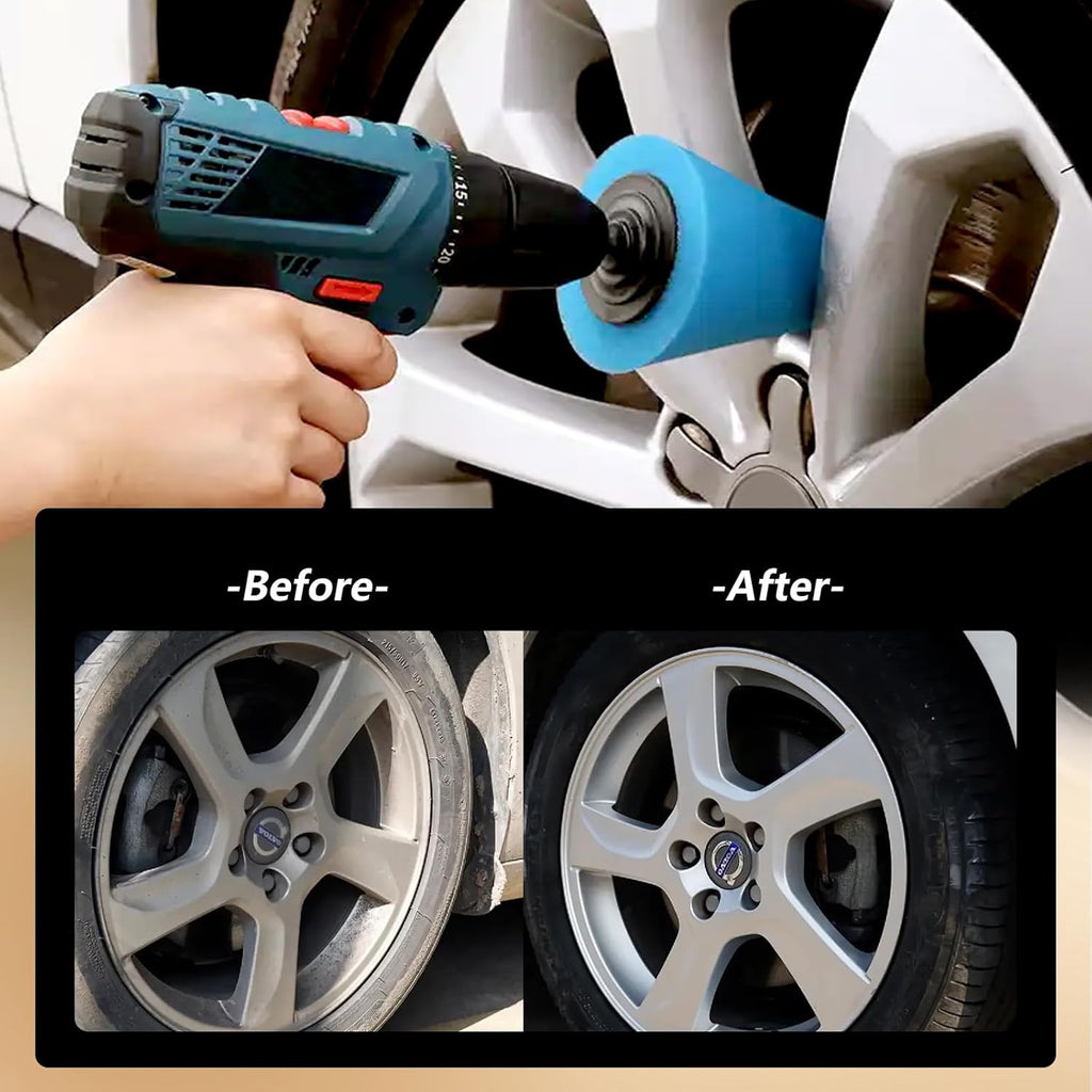 5Pcs Aluminum Polishing Kit Foam Sponge Polishing Balls Wheel Polishing Kit for Drills, Car Wheel and Polisher Kits for Car Care, Chrome, Rims, Metal, Plastic, Ceramic and Glass.