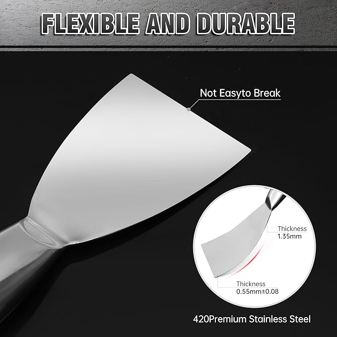 Fishark Putty Knife, 6 Inch One Piece Stainless Steel Scraper, Spackle Knife, Putty Knife Scraper, Wallpaper Scraper Paint Scraper Tool for Drywall Repair, Removing Wallpaper, Mud, Applying Plaster