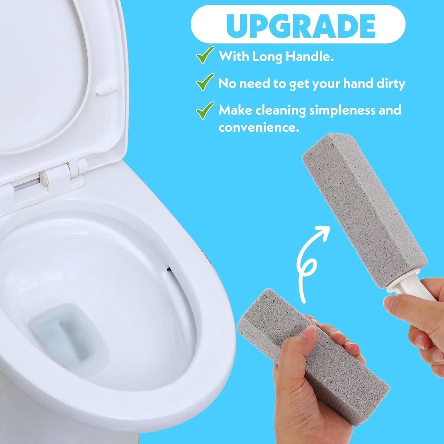 12 Pack Pumice Stone Toilet Bowl Cleaner, Toilet Pumice Stone with Handle for Toilet Cleaning, Bathtubs, Sinks, Swimming Pools, Grills