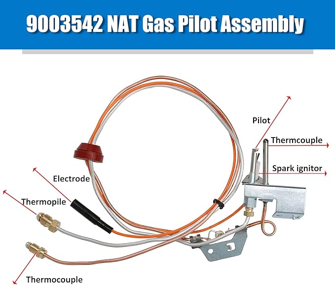 9003542 Natural-Gas-Pilot Assembly, Replacement for 100109295 9003542005 18324-190 Water Heater Pilot Assembly Compatible with A.O.Smith, Kenmore State GS and GSX Natural Gas Water Heater Kit