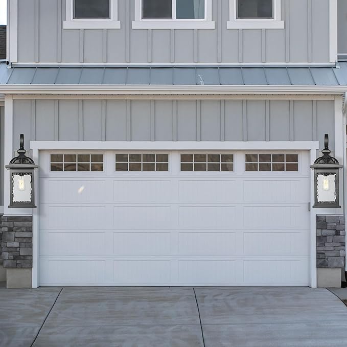 Darkaway 2pcs Outdoor Lights Fixtures Wall Mount, Large 22inch Outdoor Wall Sconce Lights with Water Ripple Glass Outside Exterior Lights Fixture for House Front Porch Patio