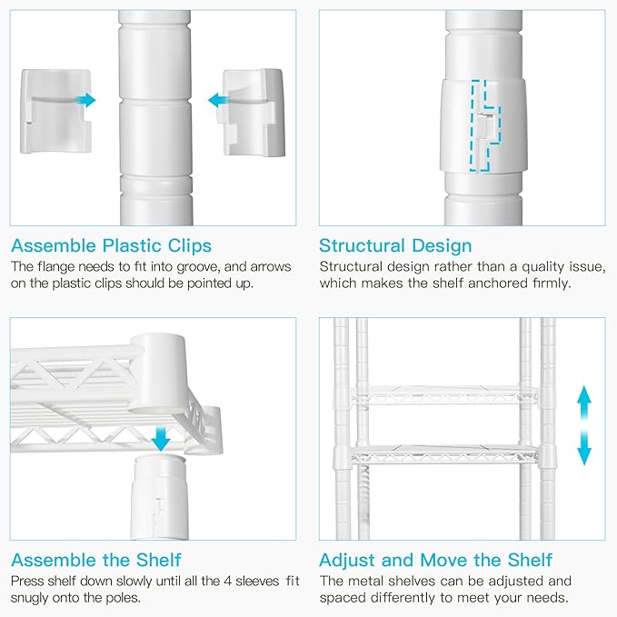 FUTASSI P1 Heavy Duty Garment Rack, 3 Tiers Adjustable Rolling Metal Closet Organizer with Lockable Wheels, FreeStanding Wardrobe with Double Hanger Rods & 1 Pair Hooks, Max Load 450 LBS, White