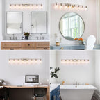 8 Light Bathroom Vanity Light, Large Brushed Nickel Vanity Lights Fixtures, Bathroom Lighting Fixture Over Mirror with Clear Glass Shade for Mirror, Bedroom, Living Room, Wall Lamp