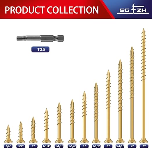 #10 x 3 Inch Deck Screws (675Pcs) 10lb. Exterior Wood Screws. Carbon Steel, Tan, Flat Head, Rust Resistant epoxy Coated, with T25 Star Bit