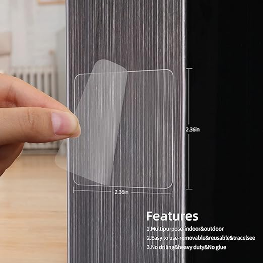 20PCS Double Sided Adhesive Pads for Mounting, 2.4inx2.4in, Two Sided Pre-Cut Squares,Sticky Tack Double Face Tape for Walls Hanging,2 Sided Nano Wall Mount Heavy Duty Pad Clear
