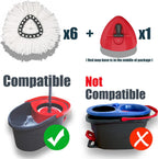 6 Pack Mop Head Replacement Compatible with O Ceda EasyWring Spin Mop Replace Refills for Ocedar, Deep Cleaning Machine Washable and Easy-to-Replace