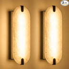 ZEROUNO 14.2 inch Alabaster Wall Sconces, Natural Marble Wall lamp Set of Two,Dimmable Alabaster Wall Light Fixtures for Stairs Bathroom Living Room Bedroom Vanity,Hallway