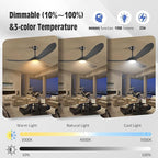 52" Black Outdoor Ceiling Fan with Light, Alexa Smart Ceiling Fan with Light Remote 3 Wood Blade Quiet Reversible DC Motor, Large Airflow Damp-rated Indoor Exterior Ceiling Fans for Patio Porch Gazebo