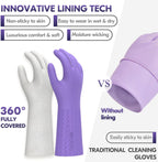 Vgo... Household Cleaning Gloves,Double-layer,Lined Dishwashing Gloves,Long Sleeves for Kitchen,Bathroom Cleaning(TP1117)