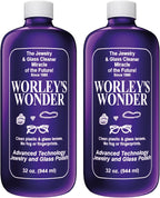 Worley's Wonder Jewelry & Glass Cleaner - Jewelry Cleaner Spray for Gold, Silver, Diamonds, Gemstones, Glass, Marble, Electronics (32 Ounce Refill Bottle - Pack of 2)