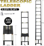 RIKADE Telescoping Ladder 16.5FT & Attic Ladder, Heavy Duty Aluminum with Non-Slip Feet, 330lb Capacity for RV, Attic, Roof & Multi-Surface Use