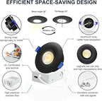 6 Pack Black 3-inch 5 CCT Gimbal LED Recessed/Downlight Color Selectable 2700K/3000K/3500K/4000K/5000K 800Lm 10W 120V Dimness Adjustable LED Lights