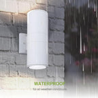 ASD 2 Light Outdoor Wall Light Fixture | 120W E26 Bulb Socket 120V ETL Cylinder Up Down Lights | LED/CFL/Incandescent Bulb Exterior Wall Sconce | Front Door, Porch, Patio Lighting | White, 6 Pack