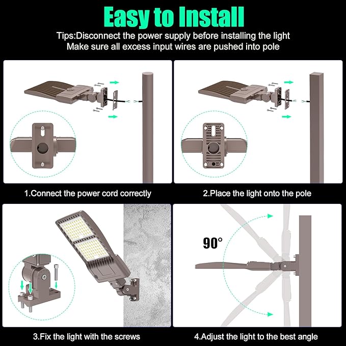 BBESTLED 320W LED Parking Lot Light Outdoor Wall/Arm Mount, UL DLC Listed IP65 5000K 44800LM Commercial Area Lighting 100-277VAC Input, LED Shoebox Parking Pole Light Fixtures