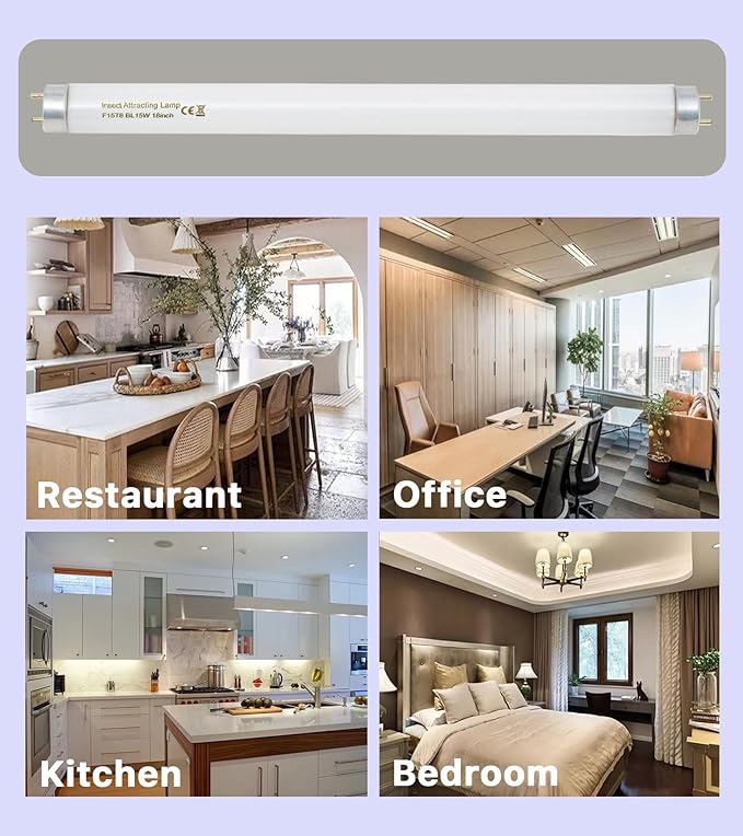 amgolibi 18 Inch 15 Watt Black Light Bulb F15T8/BL Replacement T8 BL Fluorescent Lamps for 30W Machine 350BL 365-nm Blue Light 6 Count