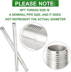 TAISHER 2PCS Stainless Steel Pipe Fittings, 3/8" NPT Male x 3/8" NPT Male Threaded, 16" Length Nipple Cast Pipe