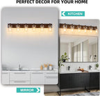 6-Light Bathroom Light Fixtures Modern ORB Vanity Lights for Bathroom Lighting Fixtures Over Mirror with Clear Glass Shade for Cabinet Mirror Bedroom Hallway