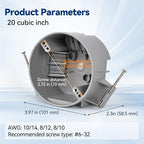 20 Cubic Inch New Work Ceiling Electrical Box, Round Electrical Box for New Construction, PVC, UL Listed, 6 Pack