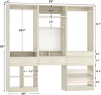 Unikito 75” Modular Closet System, Freestanding Closet Organizer with Hanging Rods, Drawers, Adjustable Clothes Garment Rack with Shoe Rack, Sturdy Walk in Closet Set for Bedroom, Mudroom, White Oak