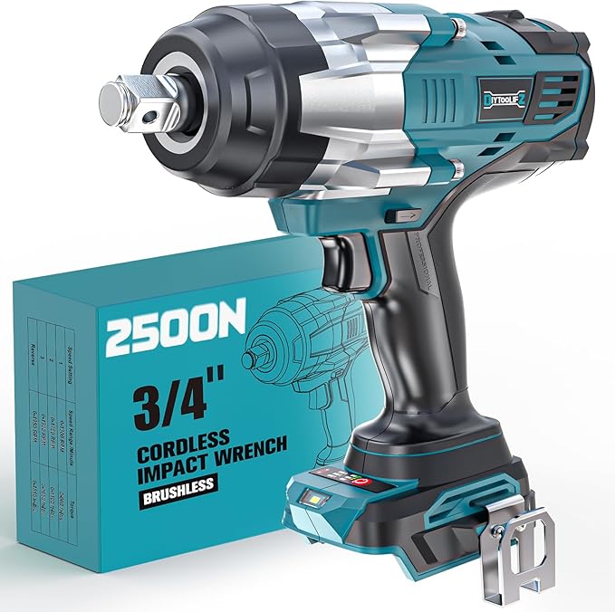 3/4" Cordless Impact Wrench Compatible with Makita 18V Battery: 1850FT-LBS(2500N.m) High Torque Impact Driver, Auto-Stop Reverse, 4-Speed Heavy Duty Impact for Car/Truck/Mower(Bare Tool)