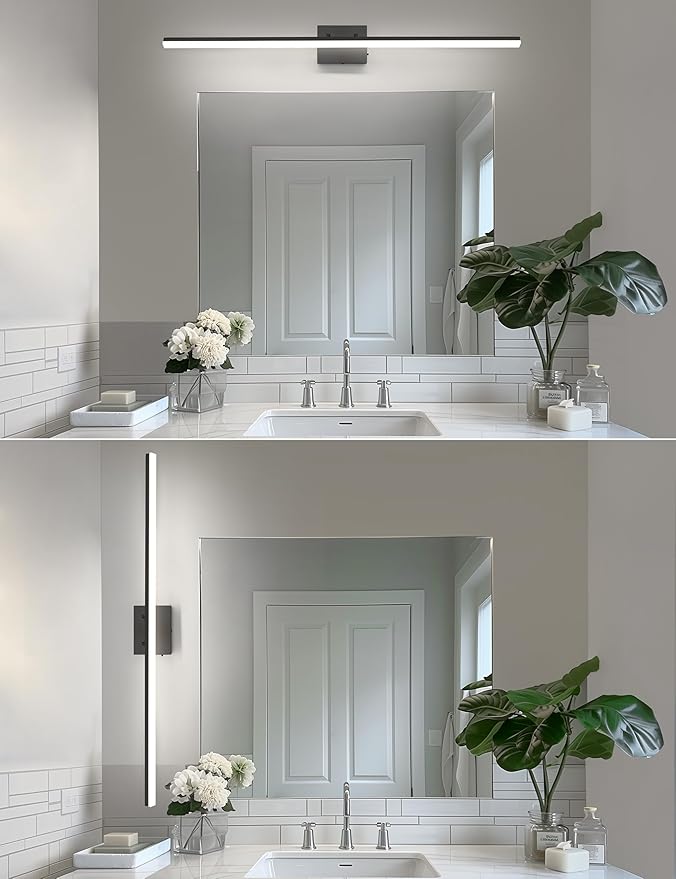 L LOHAS LED 48-Inch Bathroom Vanity Light Bar Over Mirror, Matt Black Modern Bathroom Light Fixtures, 3CCT Adjustable LED Vanity Lights for Living Room Wall