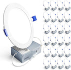 Ensenior 24 Pack 6 Inch LED Recessed Ceiling Light, Dimmable, 5000K Daylight, 1050LM 12W 120V, High Brightness Canless Wafer Downlight - ETL&FCC&IC