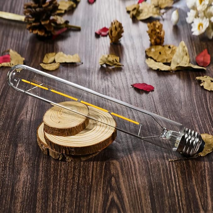 E26 LED Tubular Bulbs,Soft White 3000K,T10 Dimmable LED Bulb,8.9in Tube Edison Light Bulbs 4W Dimmable Tube Vintage Led Bulbs 40 Watt Equivalent,E26 Medium Base Lamp (4-Pack)