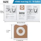 VF3502 Shop Vac Bags Compatible with Ridgid Wet Dry Vacuum, 12-16 Gallon High Efficiency Dust Bags (9 Pack)
