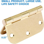 3 Pack Round Door Hinges 3-1/2" x 3.5 inch, 5/8 Radius, Brushed Brass 3 ½ Inch Satin Gold House Interior Hinge for Bed/Living/Guest/Pantry/Storage/Study/Work Room Doors Heavy Duty Iron Hardware Kit