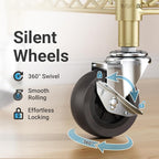 VIPEK R2 Plus Rolling Clothes Rack for Hanging Clothes Heavy Duty Garment Rack 3 Tiers Adjustable Wire Shelving Clothing Racks with Double Hanging Rods, Closet Organizers and Storage, Gold