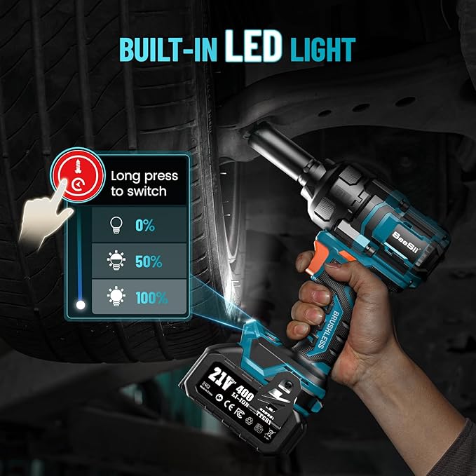 SEESII Impact Wrench 886 FT-LBS(1200N.m) 2900IPM 1/2 Impact Gun High Torque Electric Impact Driver Cordless Impact Wrench with 21V 2x4.0Ah Battery 5 Socket&Case for Home Car Tire Lug Nut Removal Tool