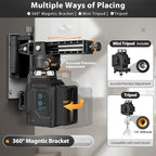 Takamine 12 lines 3D Self-Leveling laser level Pro,3x360 Green Cross Line with Burst flash mode and brightness adjustment, Remote Controller, Magnetic Rotating Stand Included