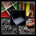 8pack 36 Grids Plastic Clear Organizer Box bead Storage Containers with Adjustable Dividers for Craft Jewelry Fishing Tackles Parts Storage with 8 Sheets Label Stickers