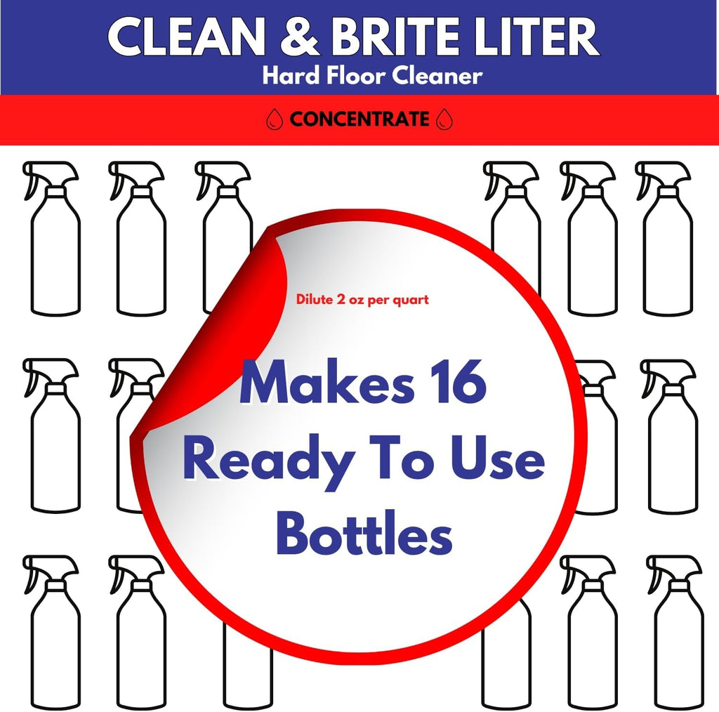 Don Aslett Clean & Brite Set (1 Quart Concentrate and 32 Oz Ready-To-Use Spray Bottle) Floor Cleaner | Restore Natural Shine of Hard Flooring Surface - Tile, Vinyl, Linoleum, Wood