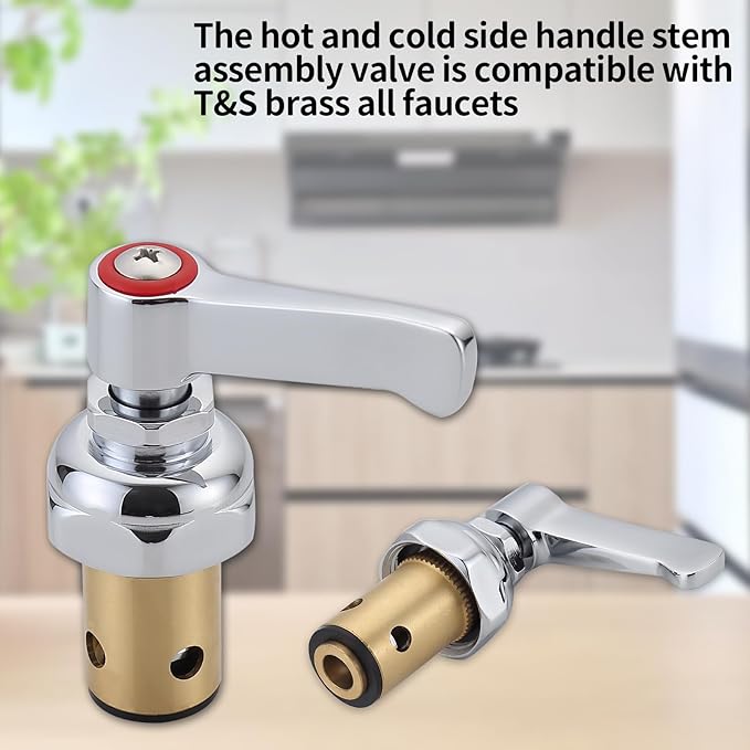 Hot and Cold Side Handle Stem Assembly for T&S Brass Eterna Spindle Assembly, Replace 002713-40 & 002714-40 Fits for All T&S Faucets Valve Replacement Part