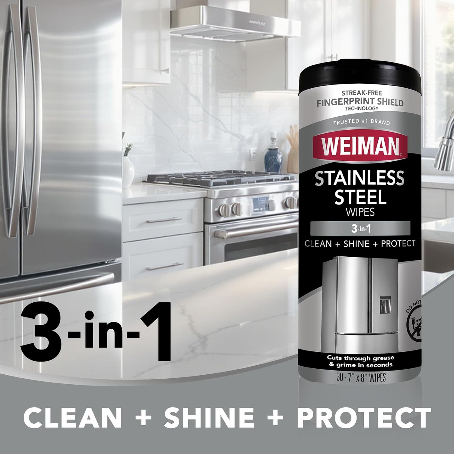 Weiman Heavy Duty Cooktop Polish & Stainless Steel Wipes - Powerful Appliance Kitchen Cleaning Kit - Packaging May Vary