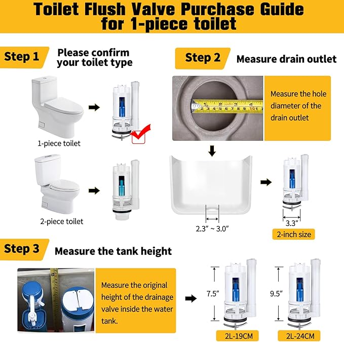 Touchless Toilet Flush Kit, Automatic Toilet Flusher, Dual Flush Valve Replacement Kit, Kit, Tank Accessories, Battery Powered, One-Piece Toilet Repair, 2-Inch Water Tank Accessories (8.3in-10.2in)