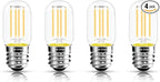 2.5 Inch E17 Intermediate Base LED Filament Bulb 360 Lumens, 2700K Soft White Dimmable Appliance Bulb AC 120V, UL Certified T8 Microwave Light Bulbs Under Hood for Refrigerator Stove 4Pack